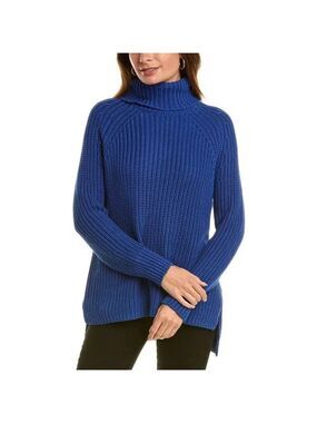 Women's 525 America Blue Cotton Shacker Turtleneck Sweater L